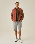 Mens Bermuda Shorts Mid Rise Gray Wash Maverick Mold Cotton Polyester Elastane Leather Waistband Badge - Gray 63_351H001_GRI145002_4