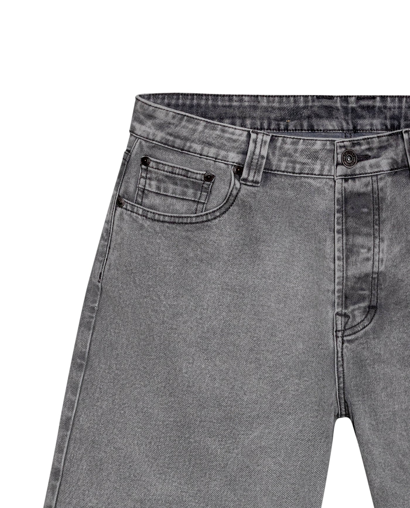 Mens Bermuda Shorts Mid Rise Gray Wash Maverick Mold Cotton Polyester Elastane Leather Waistband Badge - Gray 63_351H001_GRI145002_7