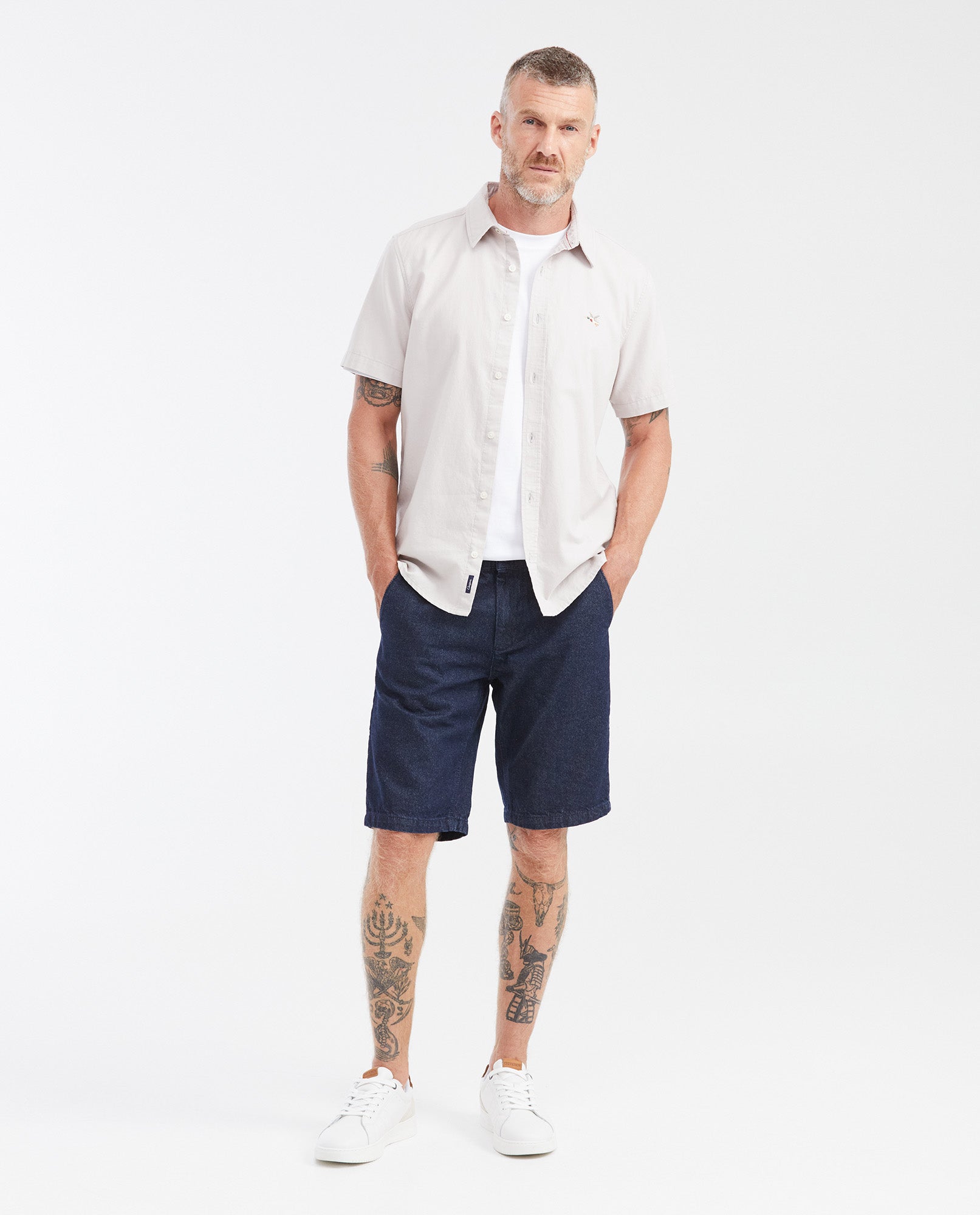 Men's Straight Fit Denim Bermuda Shorts in Dark Wash Non-Stretch Cotton 352G000 - 2