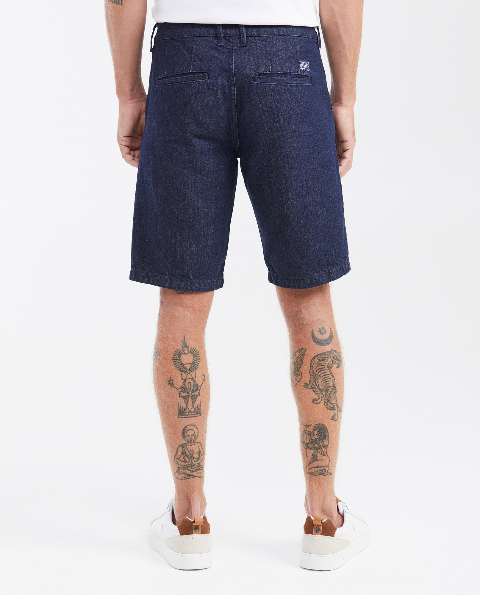 Men's Straight Fit Denim Bermuda Shorts in Dark Wash Non-Stretch Cotton 352G000 - 4
