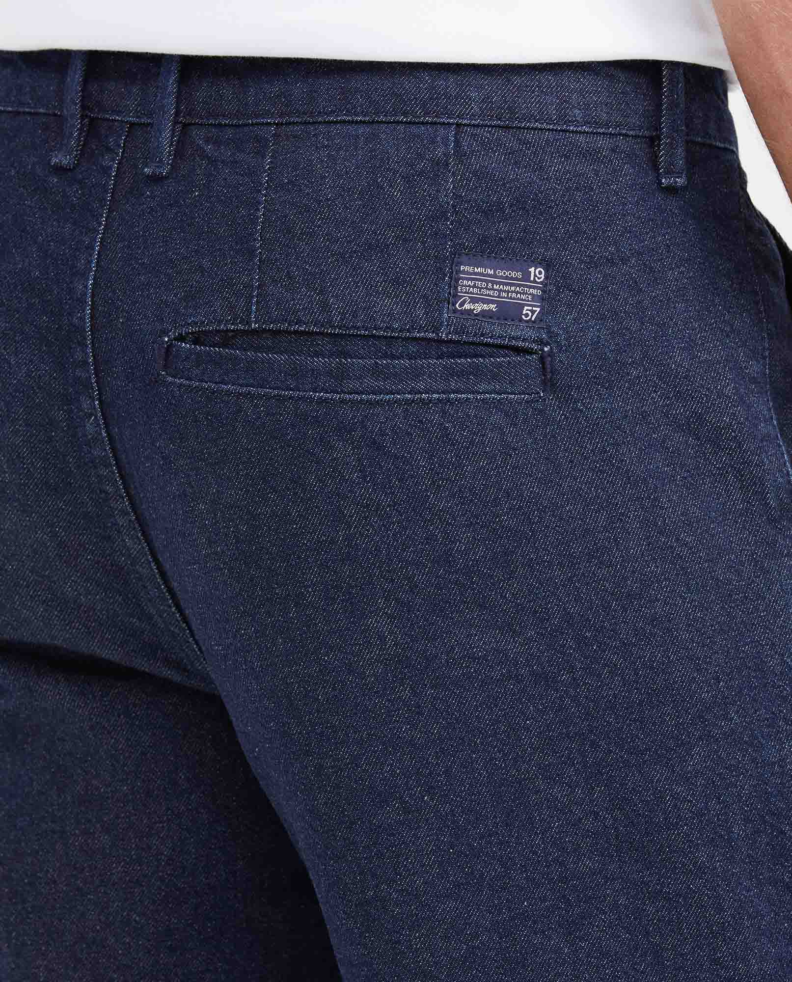 Men's Straight Fit Denim Bermuda Shorts in Dark Wash Non-Stretch Cotton 352G000 - 5