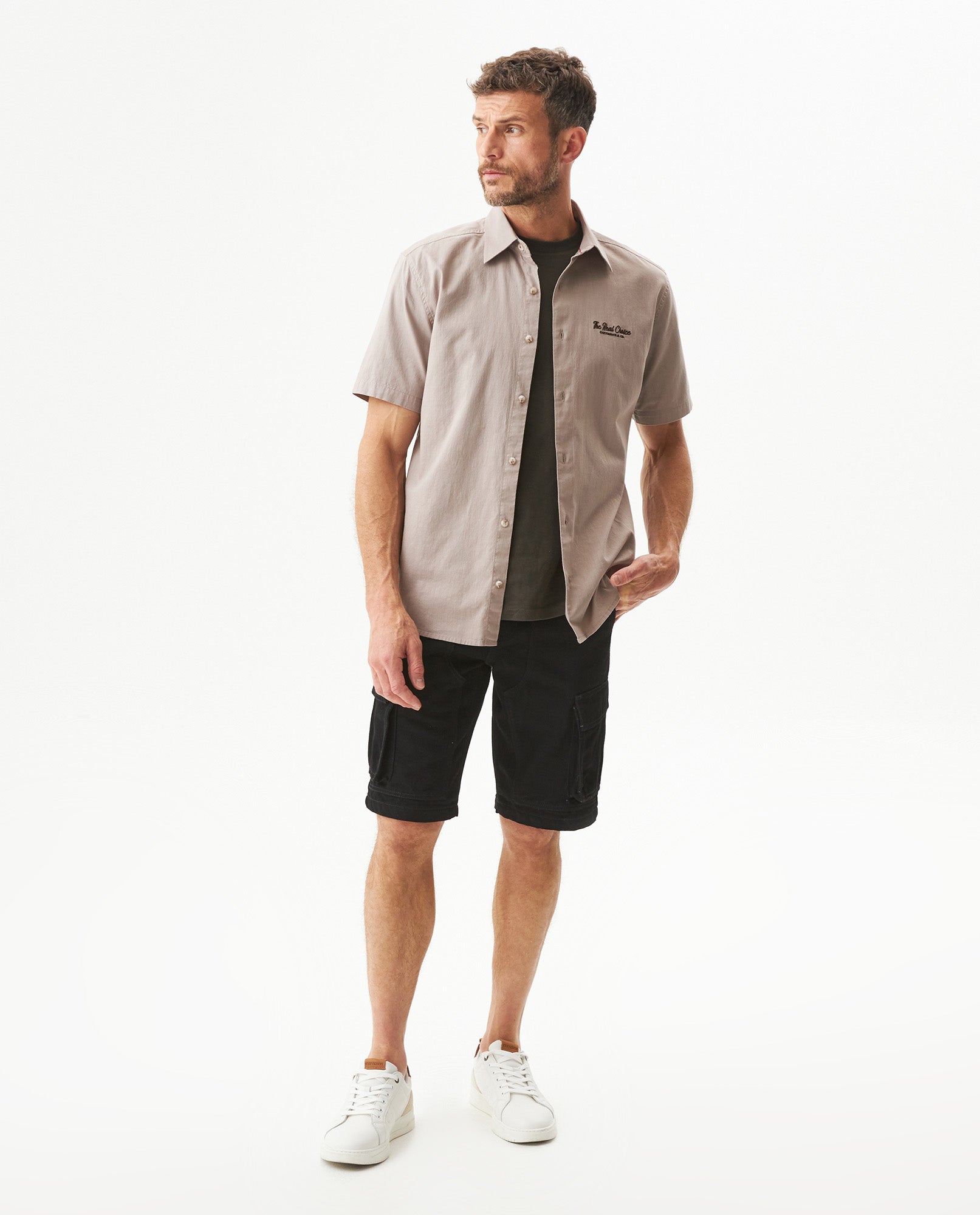 Men's Denim Shorts Cargo Type - Black - 3