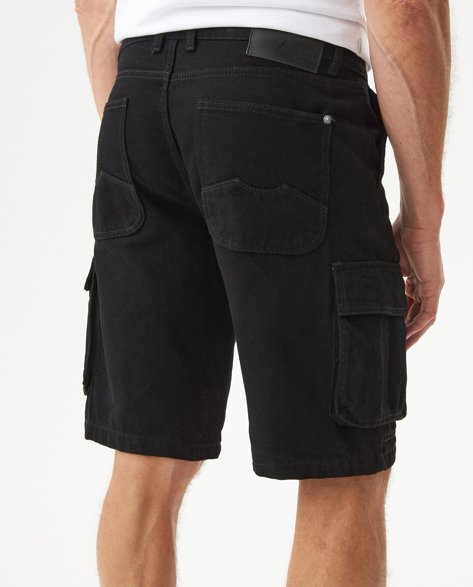 Men's Denim Shorts Cargo Type - Black - 4