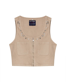 Womens Shirt Tank Slim Fit Cotton Elastane Raw Wash Coordinated Set Wide Crewneck - Raw 63_411H001_CRU130000_3