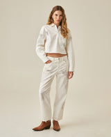 Womens Shirt Cropped Relaxed Fit Lightweight Cotton Denim Raw Wash Mothers - Raw 63_411H104_CRU134403_4