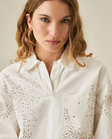 Womens Shirt Cropped Relaxed Fit Lightweight Cotton Denim Raw Wash Mothers - Raw 63_411H104_CRU134403_5