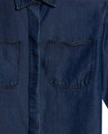 Womens Shirt Oversize Long Sleeve Lyocell Dark Wash Fluid Drape Hidden Placket - Blue 63_411H700_AZU184028_8