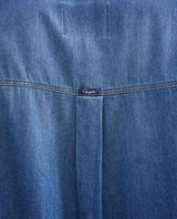 Women's Oversized Dark Wash Denim Shirt with Mandarin Collar in Non-Stretch Cotton - 6