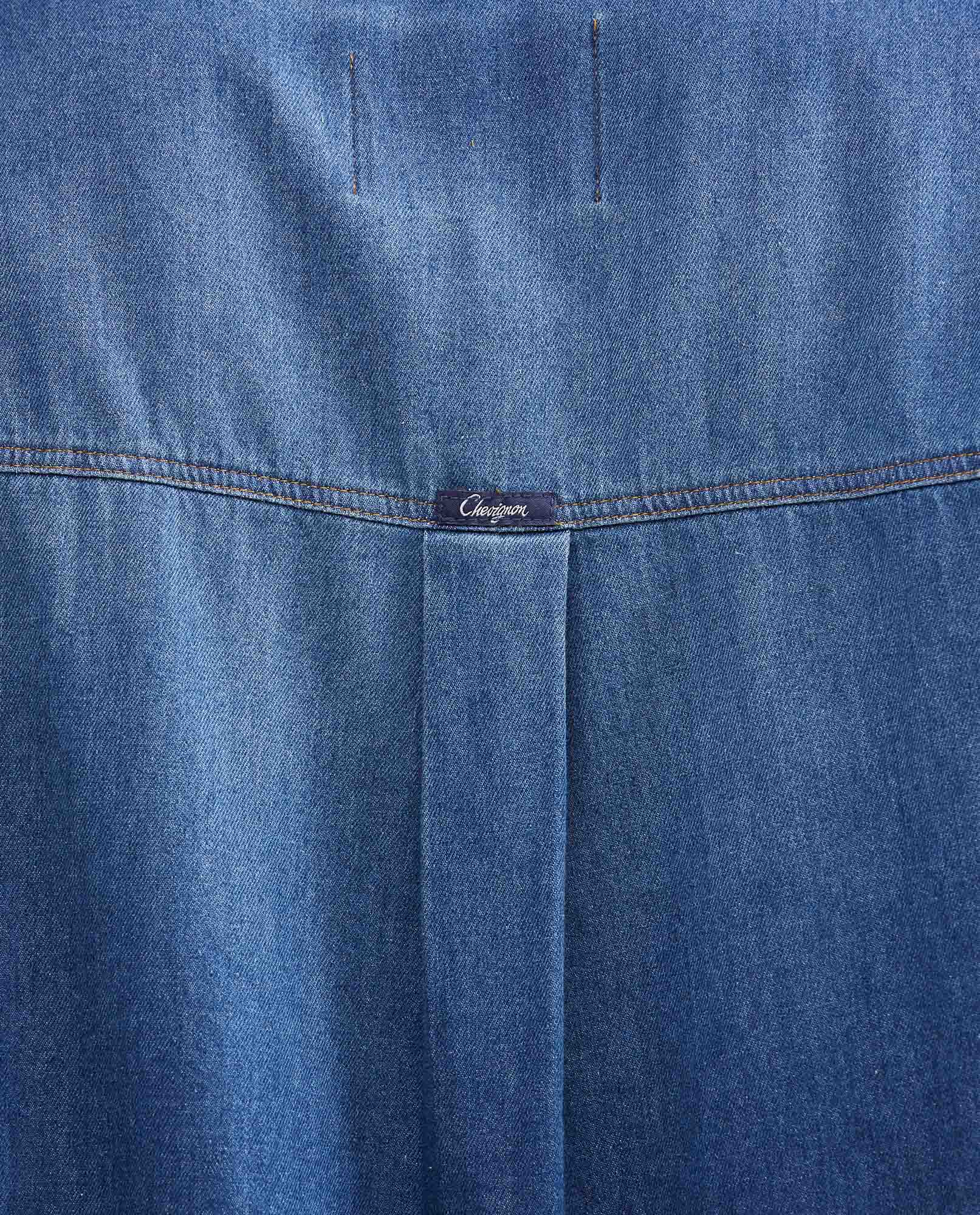 Women's Oversized Dark Wash Denim Shirt with Mandarin Collar in Non-Stretch Cotton - 6