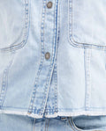 Women's Classic Fit Light Wash Sleeveless Denim Shirt in Non-Stretch Cotton - 3