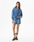 Women's Tie-Front Long Sleeve Denim Shirt in Cotton - 3