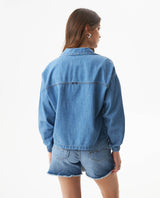 Women's Tie-Front Long Sleeve Denim Shirt in Cotton - 5