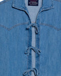 Women's Tie-Front Long Sleeve Denim Shirt in Cotton - 7