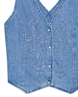Denim V-Neck Vest-Style Shirt for Women - Blue 419G001 - 7