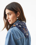 Women's Short Sleeve Denim Shirt with Bandana in Cotton 419G003 - 6
