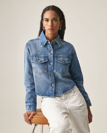 Women´s Cropped Denim Shirt - Blue 63_419H001_AZU154020_0