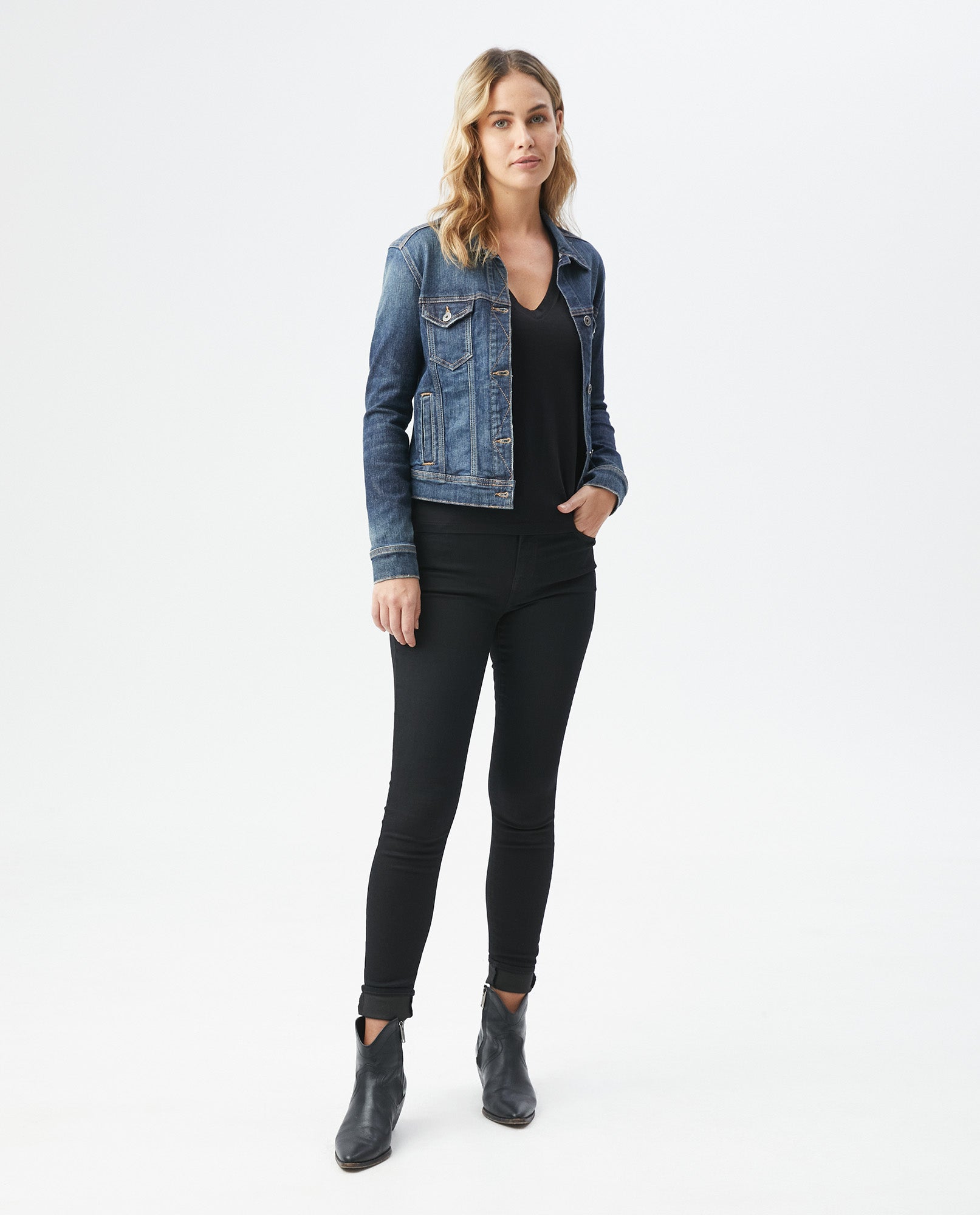 Women's Denim Jackets, Dark Wash 420F000 - 2