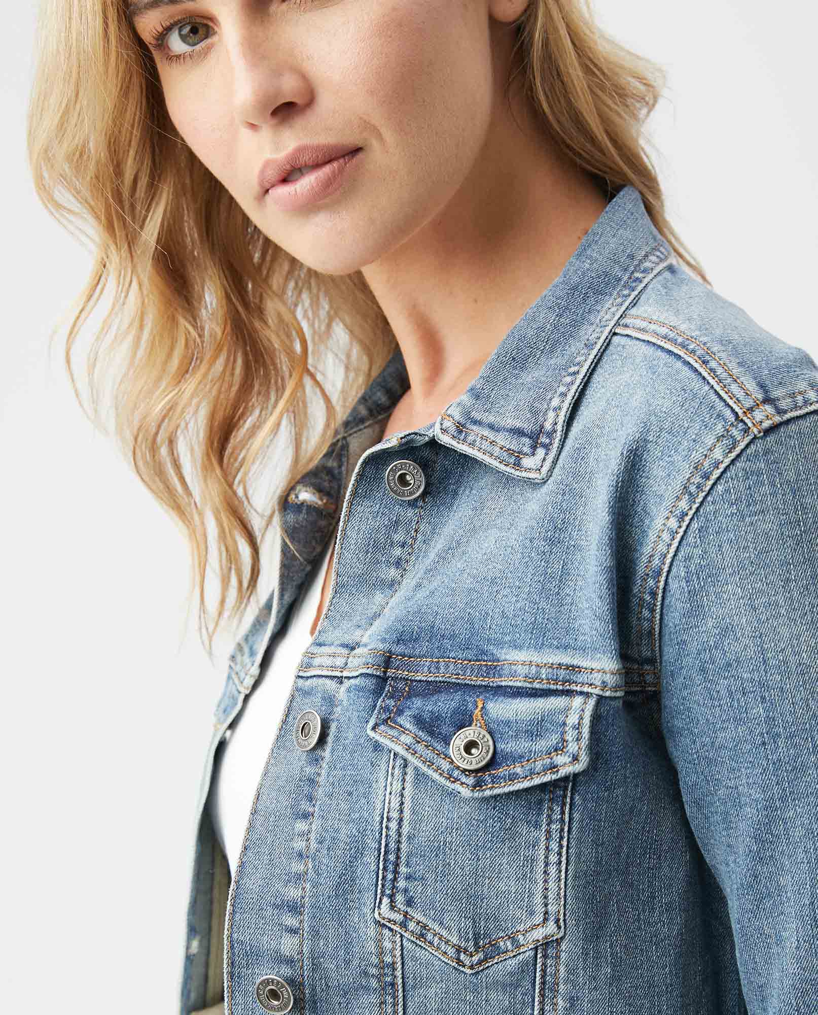 Women's Denim Jackets, Medium Wash - 3