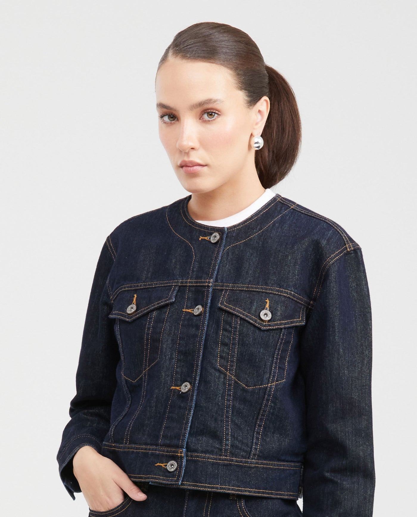 Light Blue Denim Jacket Straight Fit for Women - Blue 421G001 - 1