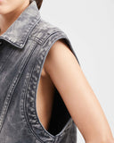 DENIM VEST IN GRAY