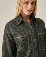 Womens Shirt Shacket Formal Silhouette Cotton Non-Stretch Gray Wash - Gray 63_421H000_GRI194305_5