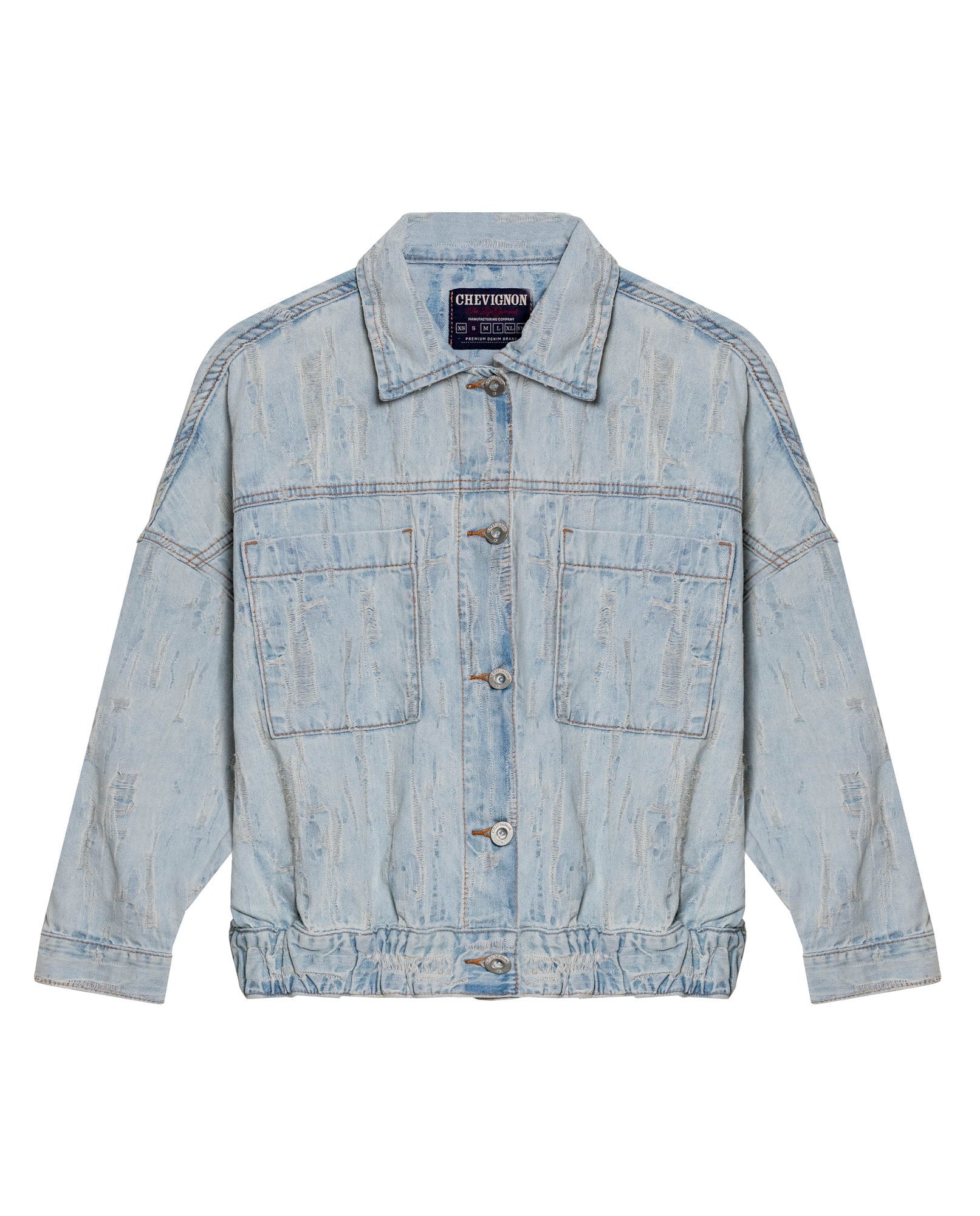 Womens Jacket Trucker Bomber Style Cotton Non-Stretch Light Wash Destroy Effect - Blue 63_421H001_AZU154020_3