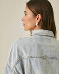 Womens Jacket Trucker Bomber Style Cotton Non-Stretch Light Wash Destroy Effect - Blue 63_421H001_AZU154020_7