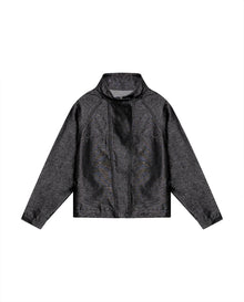 Womens Jacket High Collar Cotton Polyester Sheen Black Wash Mothers - Black 63_421H102_NEG194004_3