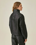 Womens Jacket High Collar Cotton Polyester Sheen Black Wash Mothers - Black 63_421H102_NEG194004_6
