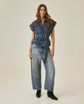 Womens Heritage Vest Cotton Lyocell Dark Wash Leather Yokes Integrated Belt - Blue 63_421H450_AZU184140_4