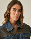Womens Heritage Vest Cotton Lyocell Dark Wash Leather Yokes Integrated Belt - Blue 63_421H450_AZU184140_5