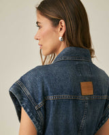 Womens Heritage Vest Cotton Lyocell Dark Wash Leather Yokes Integrated Belt - Blue 63_421H450_AZU184140_7