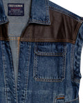 Womens Heritage Vest Cotton Lyocell Dark Wash Leather Yokes Integrated Belt - Blue 63_421H450_AZU184140_8
