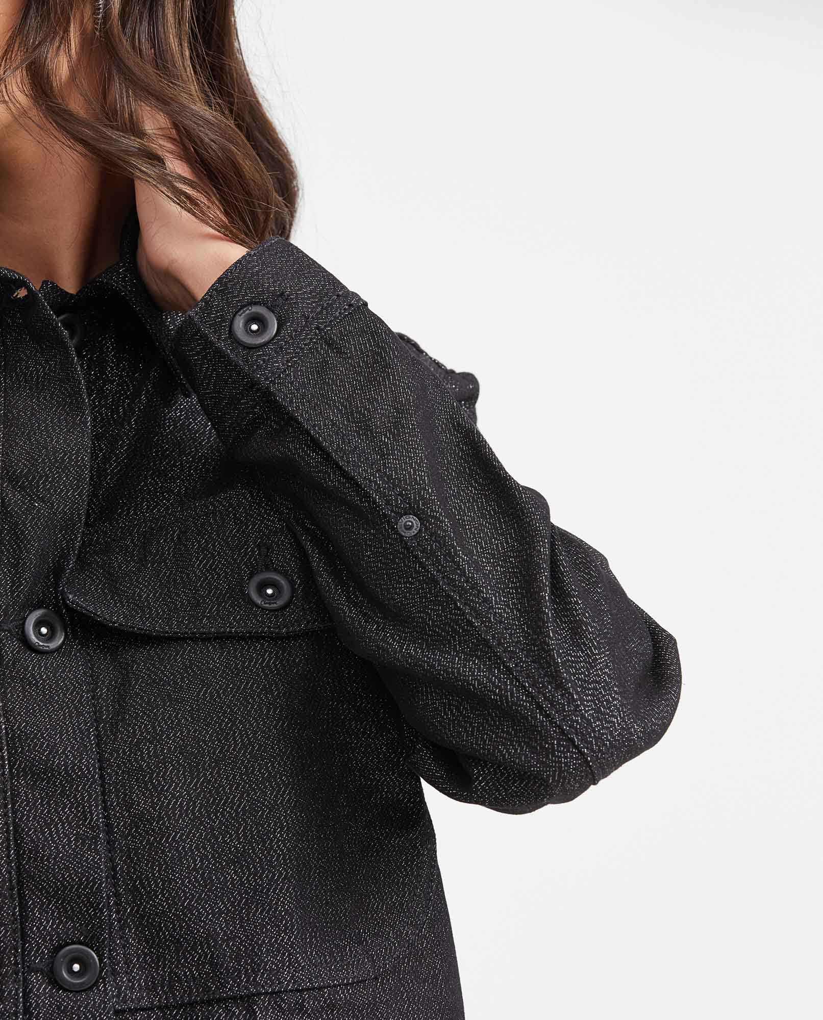 Black Denim Straight Fit Jacket for Women - Black 422G000 - 4