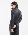 Light Blue Denim Jacket with Resin Effect Straight Fit for Women - Blue 422G001 - 5