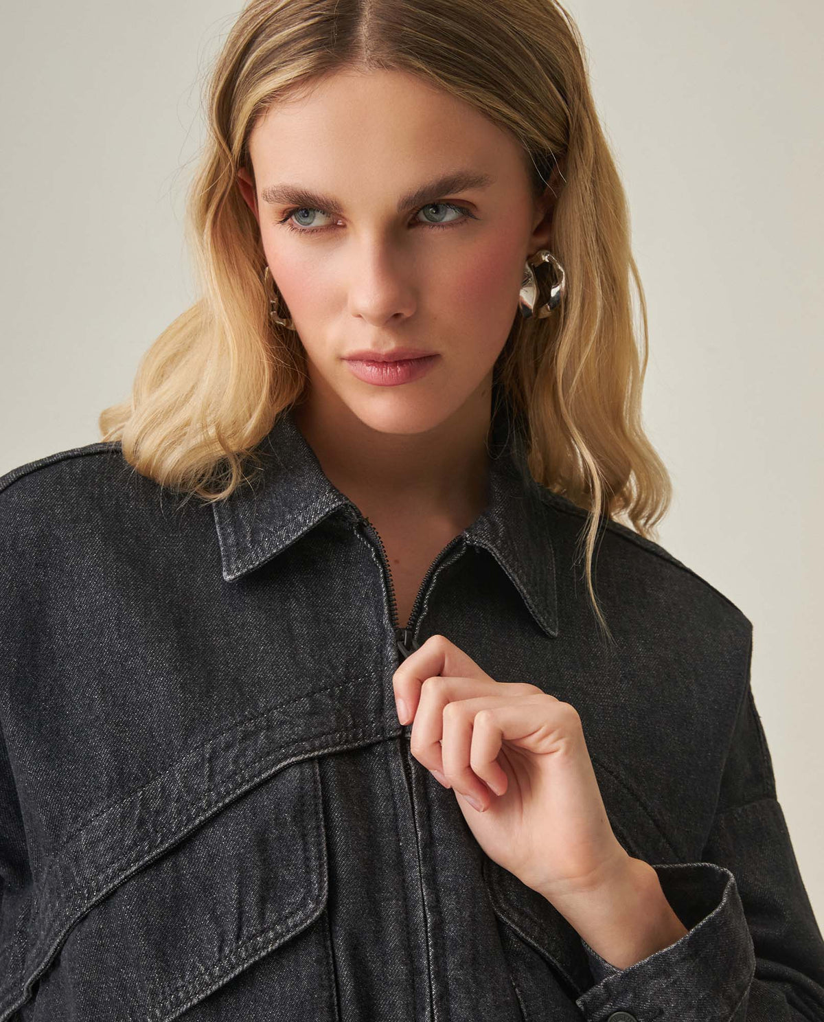 Women´s Denim Bomber Jacket - Gray 63_422H001_GRI194305_5