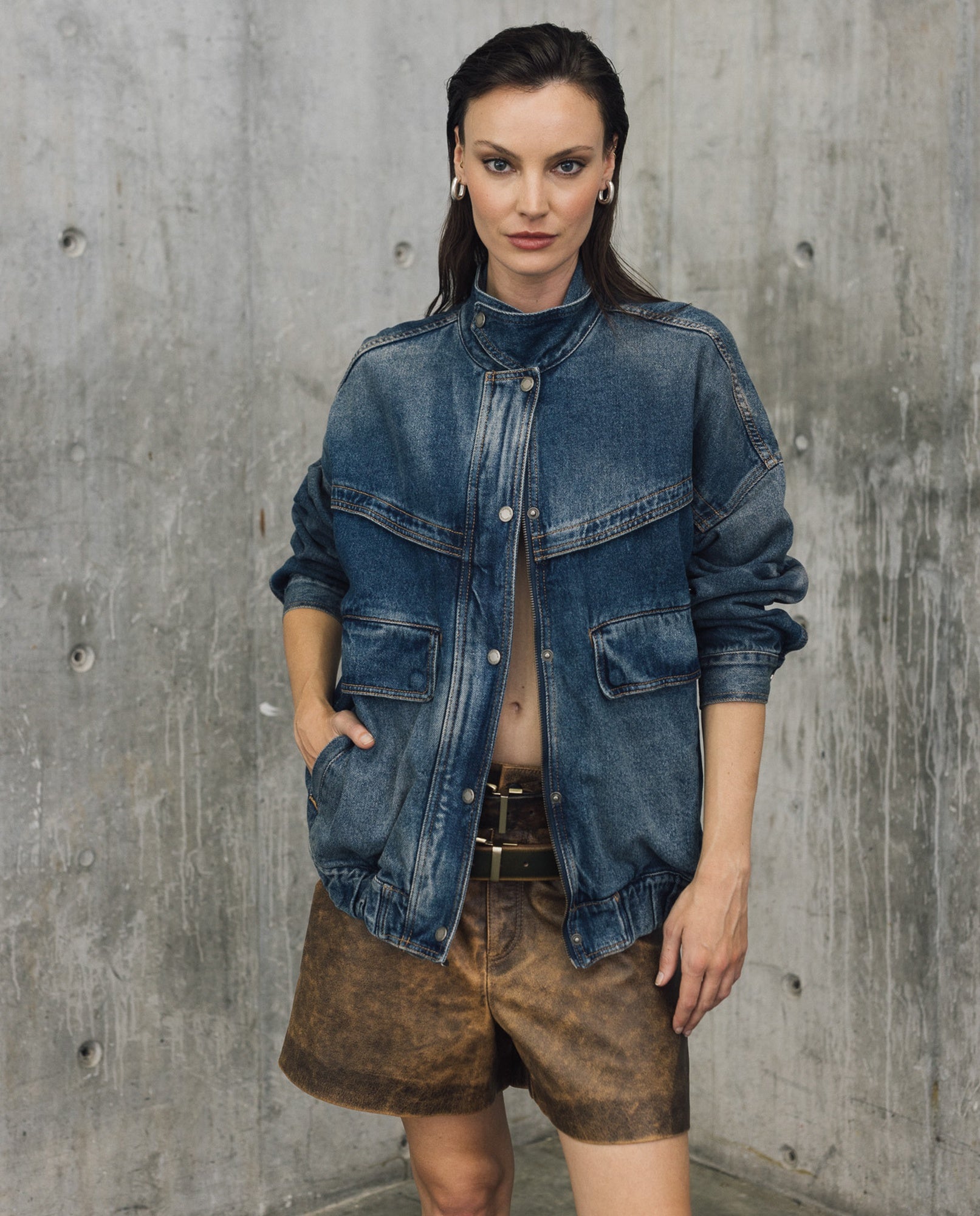 Womens Denim Bomber Jacket - Special Collection - Blue 63_422H202_AZU194052_0