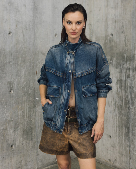 Womens Denim Bomber Jacket - Special Collection - Blue 63_422H202_AZU194052_0