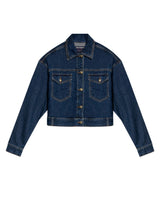 Women's Classic Trucker Denim Jacket Dark Wash in Cotton-Tencel Blend, Navigator 429G000 - 2