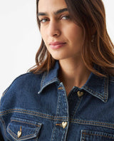 Women's Classic Trucker Denim Jacket Dark Wash in Cotton-Tencel Blend, Navigator 429G000 - 4