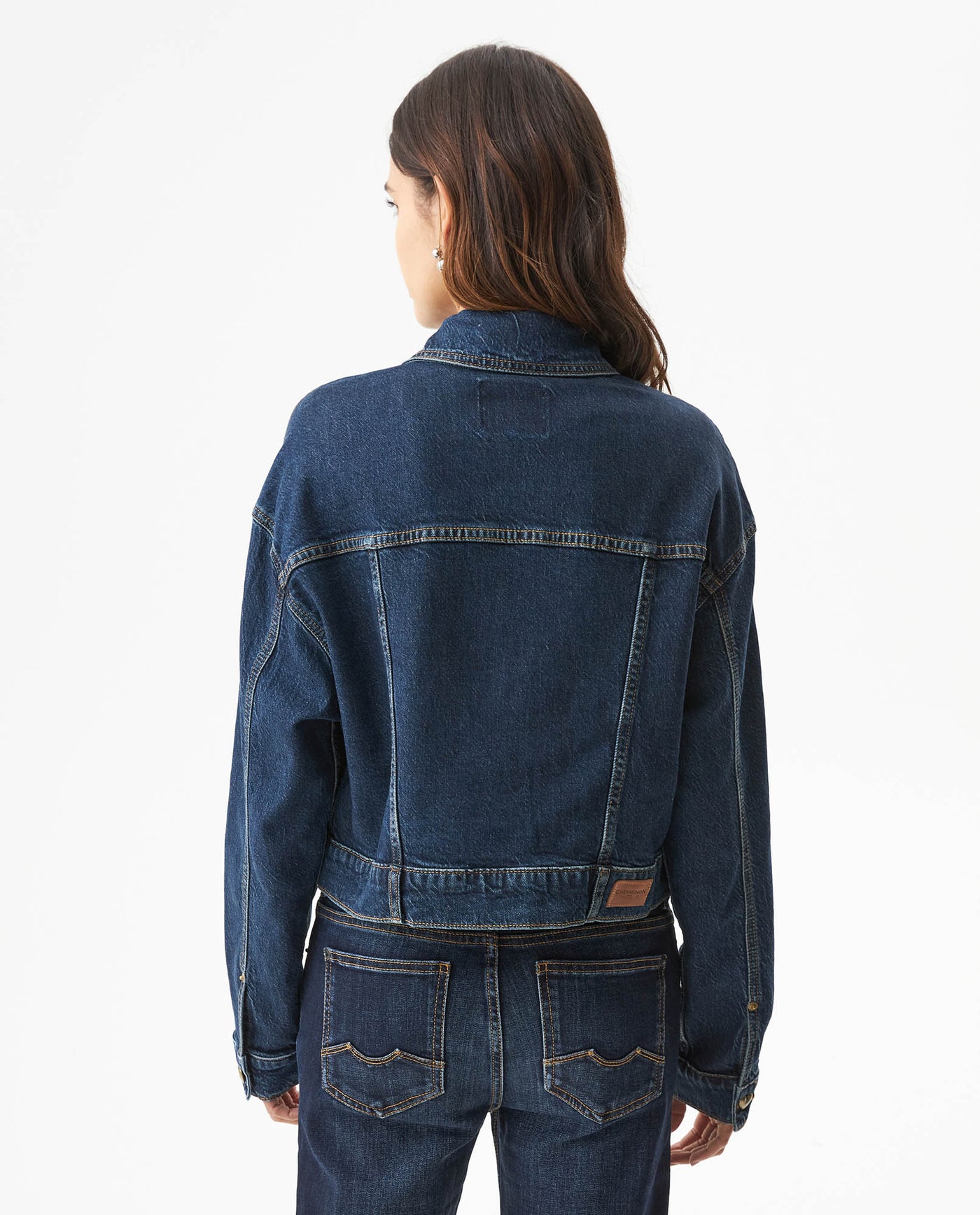 Women's Classic Trucker Denim Jacket Dark Wash in Cotton-Tencel Blend, Navigator 429G000 - 5