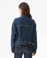 Women's Classic Trucker Denim Jacket Dark Wash in Cotton-Tencel Blend, Navigator 429G000 - 5