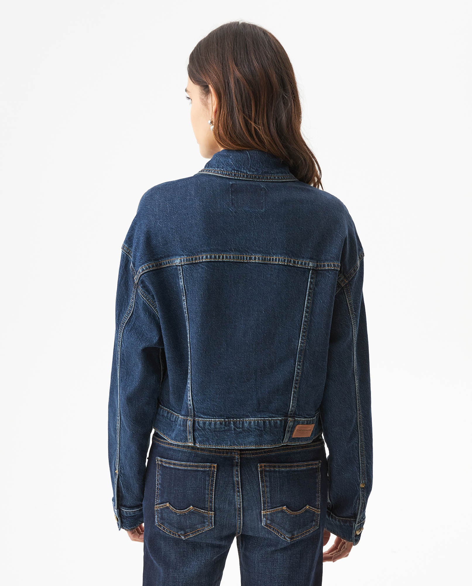 Women's Classic Trucker Denim Jacket Dark Wash in Cotton-Tencel Blend, Navigator 429G000 - 5