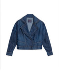 Women's Fitted Biker Denim Jacket Dark Wash in Cotton-Tencel Blend, Tidemark 429G001 - 2