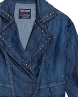 Women's Fitted Biker Denim Jacket Dark Wash in Cotton-Tencel Blend, Tidemark 429G001 - 7