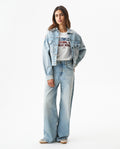 Women's Classic Trucker Denim Jacket Light Wash in Cotton Stretch Blend 429G450 - 3