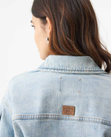 Women's Classic Trucker Denim Jacket Light Wash in Cotton Stretch Blend 429G450 - 6