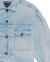 Women's Classic Trucker Denim Jacket Light Wash in Cotton Stretch Blend 429G450 - 7