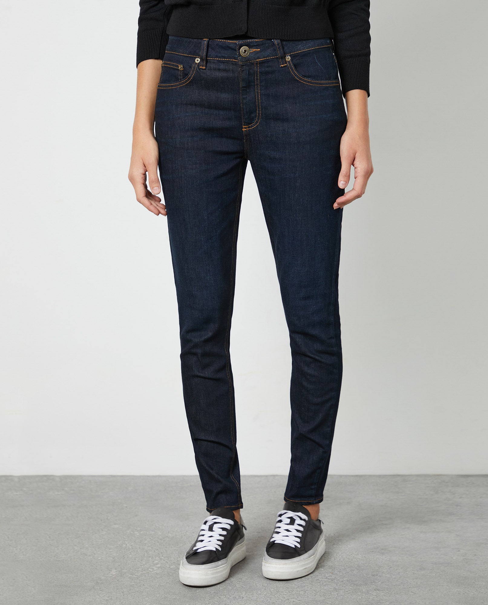Women's Denim-High-rise Jeans, Dark Wash 430E005 - 1