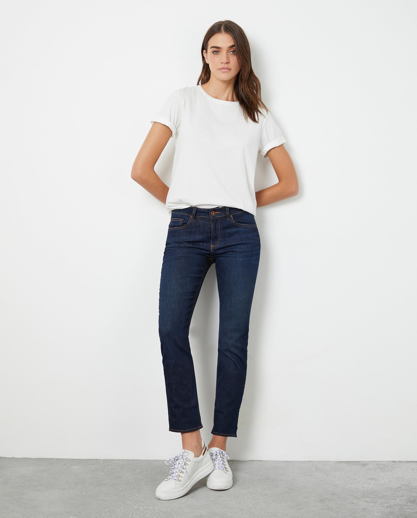 Women's Denim-High-rise Jeans, Dark Wash - 2